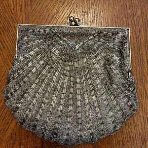Elegant Vintage Silver Beaded Clutch